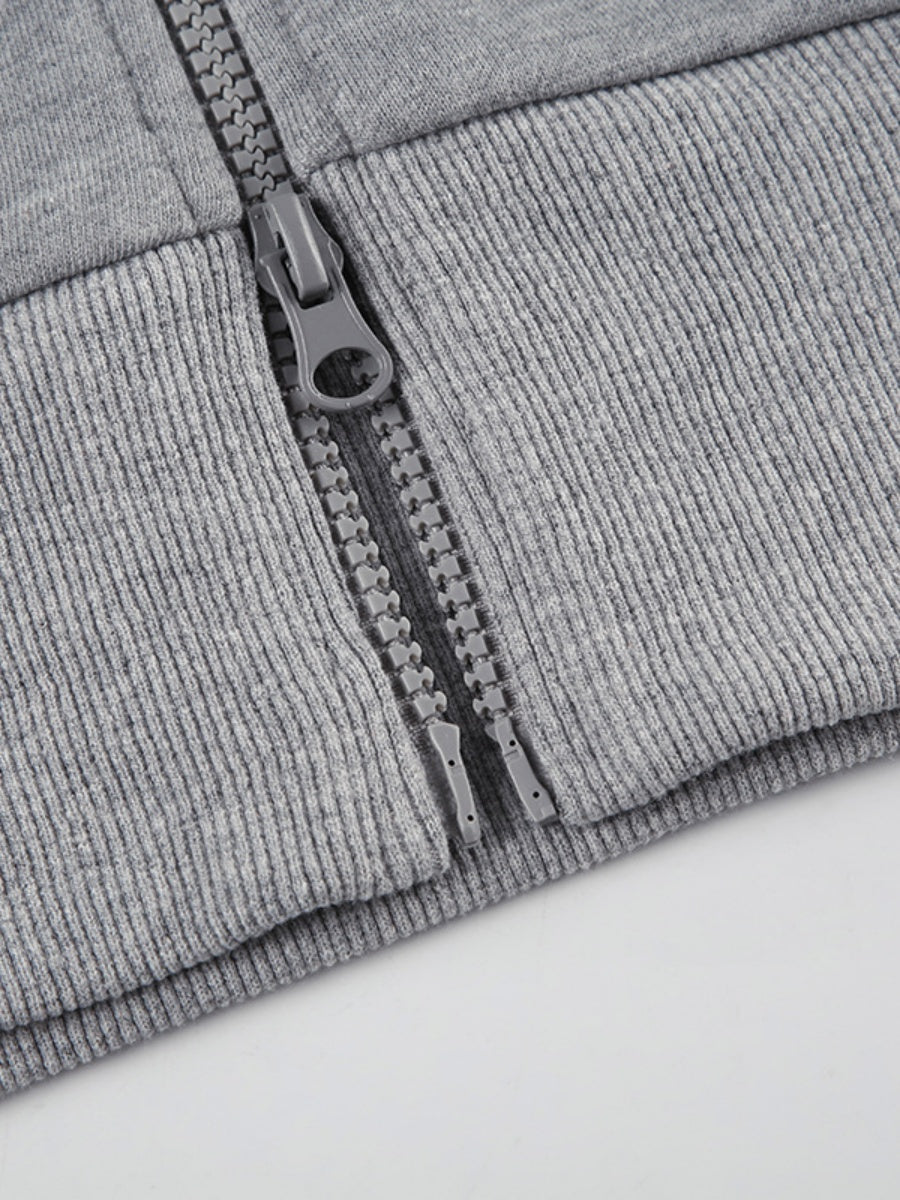 Grey Leisure Long Sleeve Crew Neck Patchwork Fabric Letter Sports 2-piece Sets