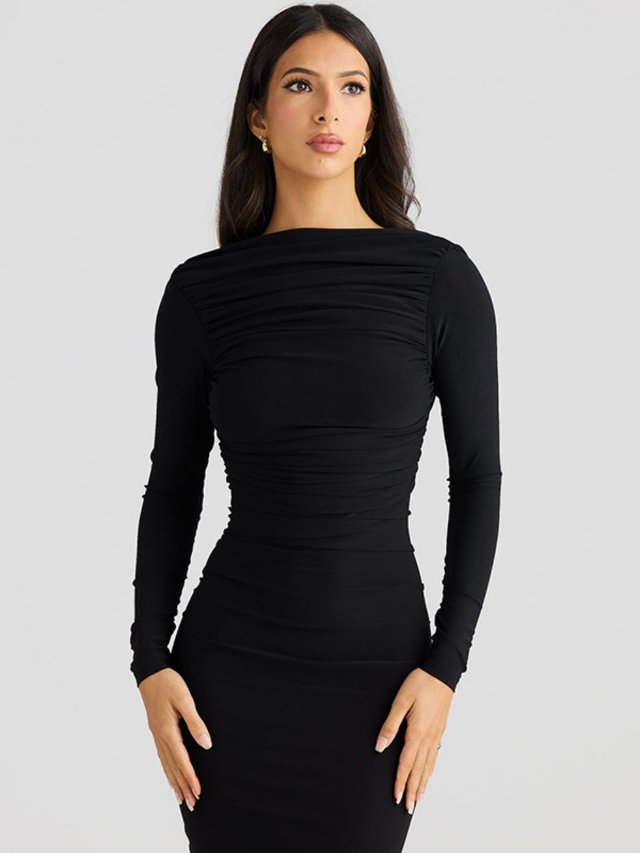 Liber Autumn Women's Backless Pleated Maxi Dresses