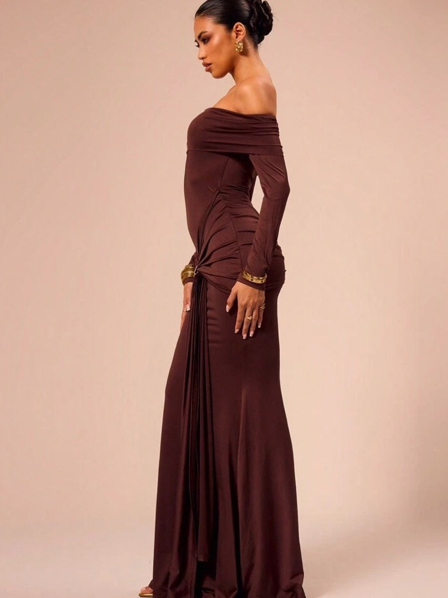 Liber Autumn Women's Bandage Off Shoulder Maxi Dresses