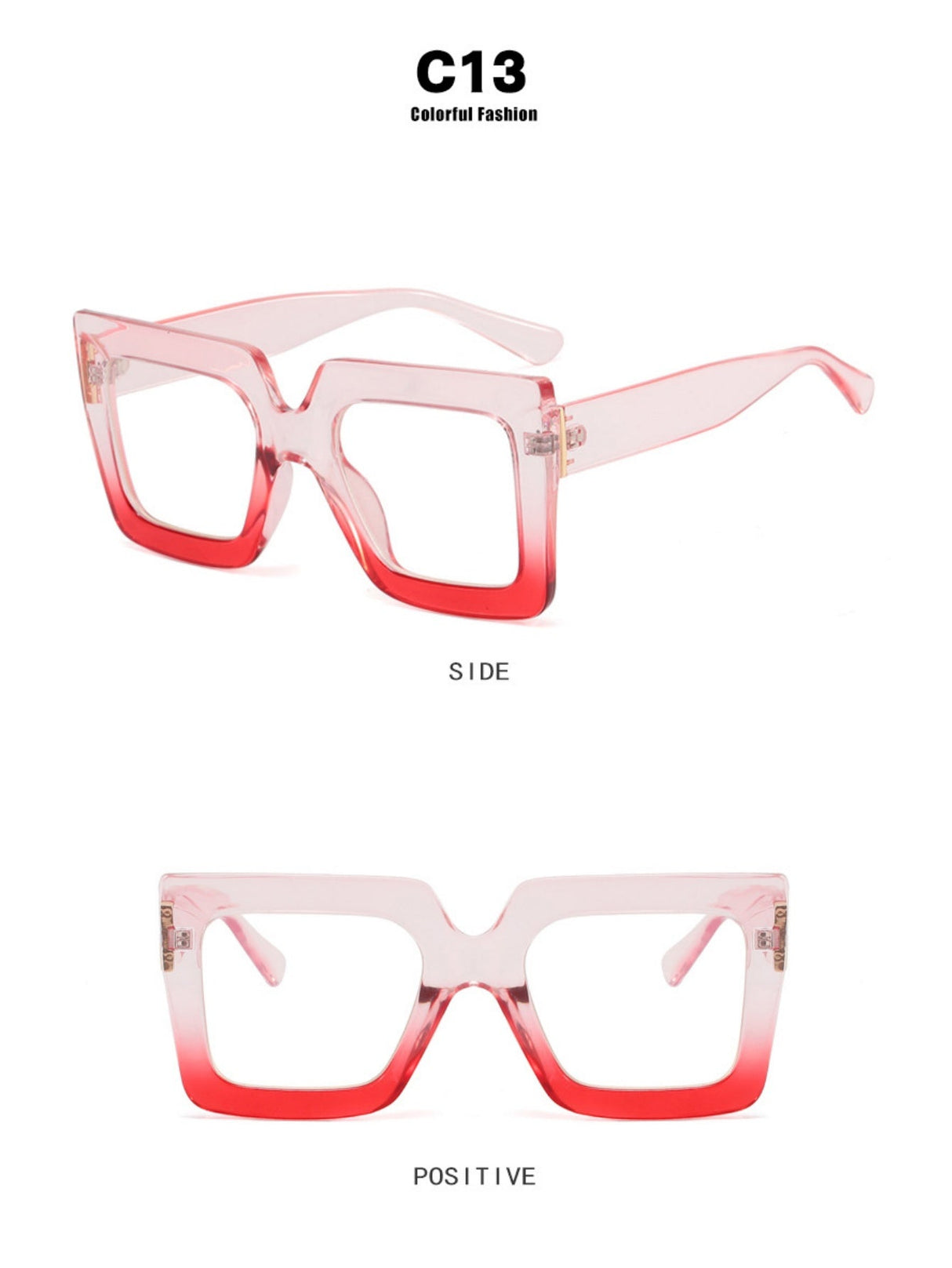 Farbblockierte, quadratische, übergroße, stylische Brille