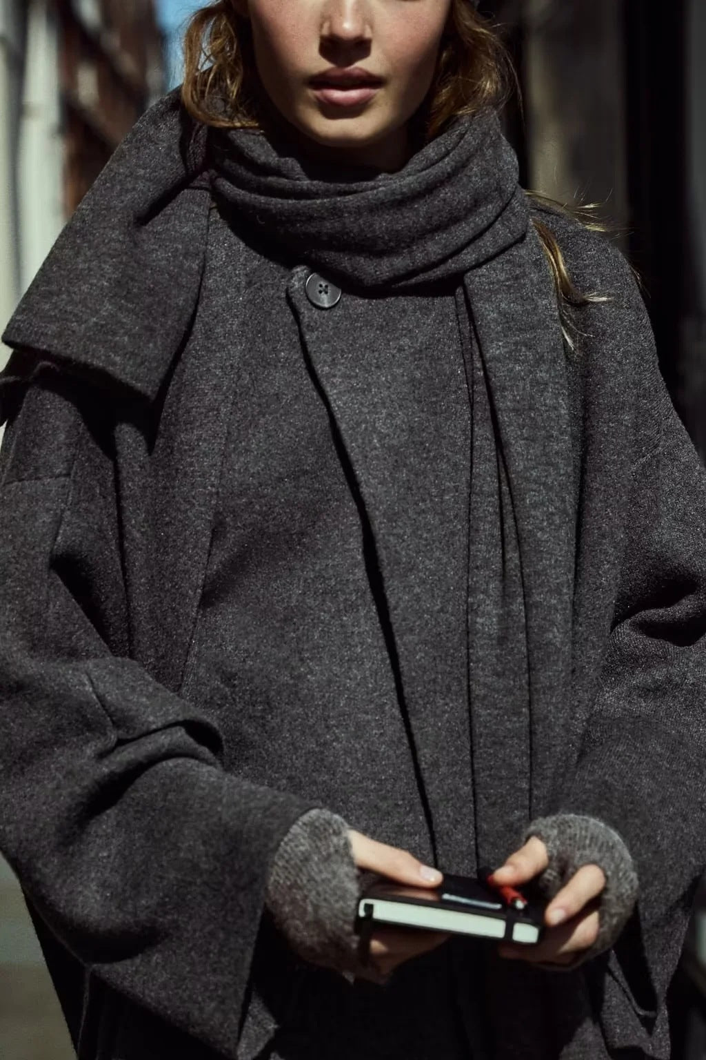 Asymmetrical Scarf Short Knit Cardigan