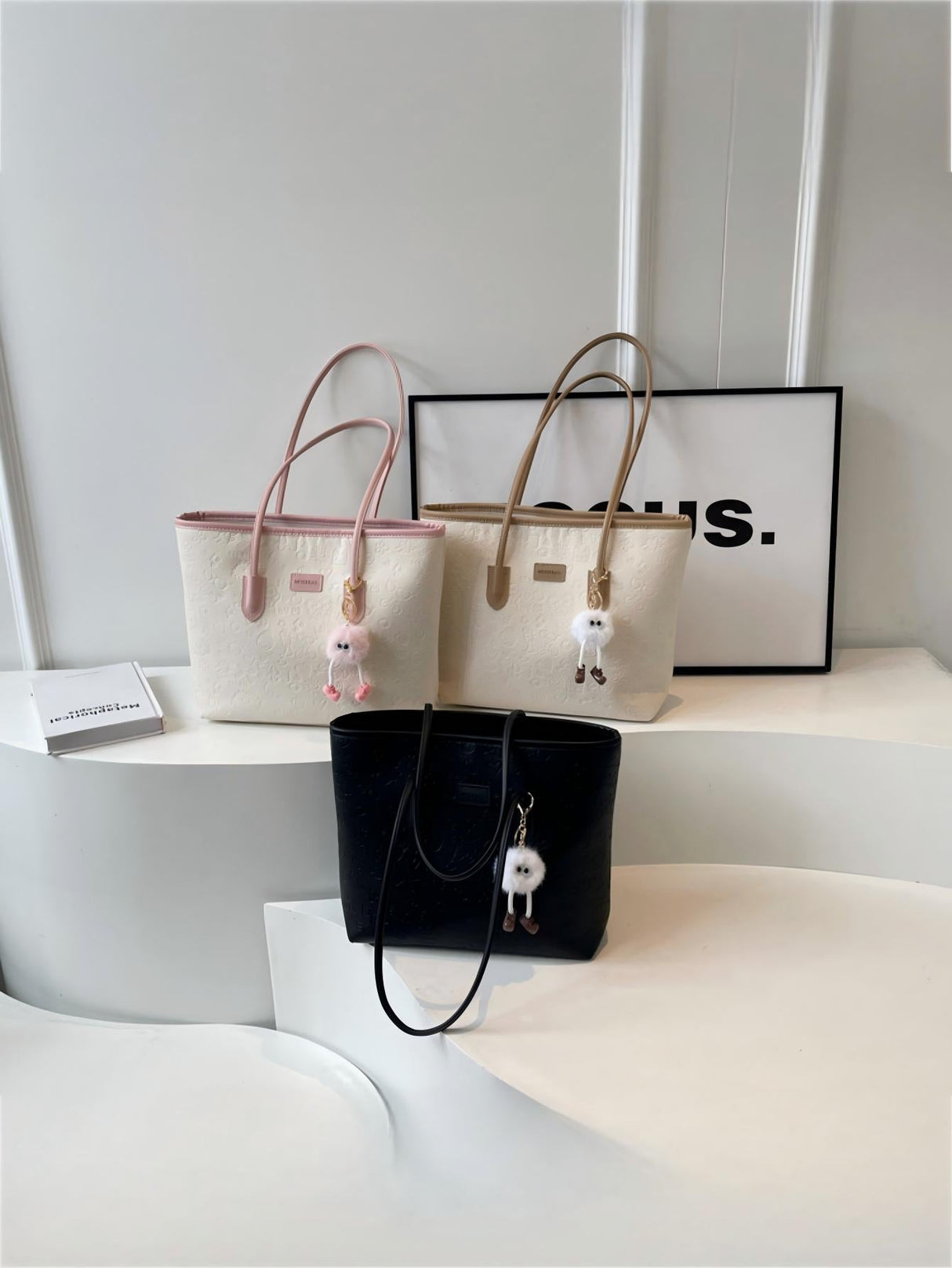 Embossed Color-block Tote Bag