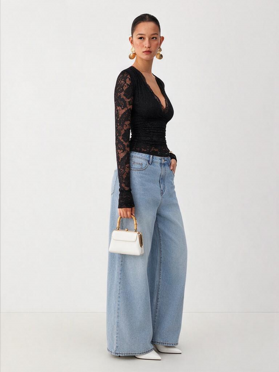 Sexy And Elegant Lace Waist-cinching V-neck Jumpsuits&Bodysuits