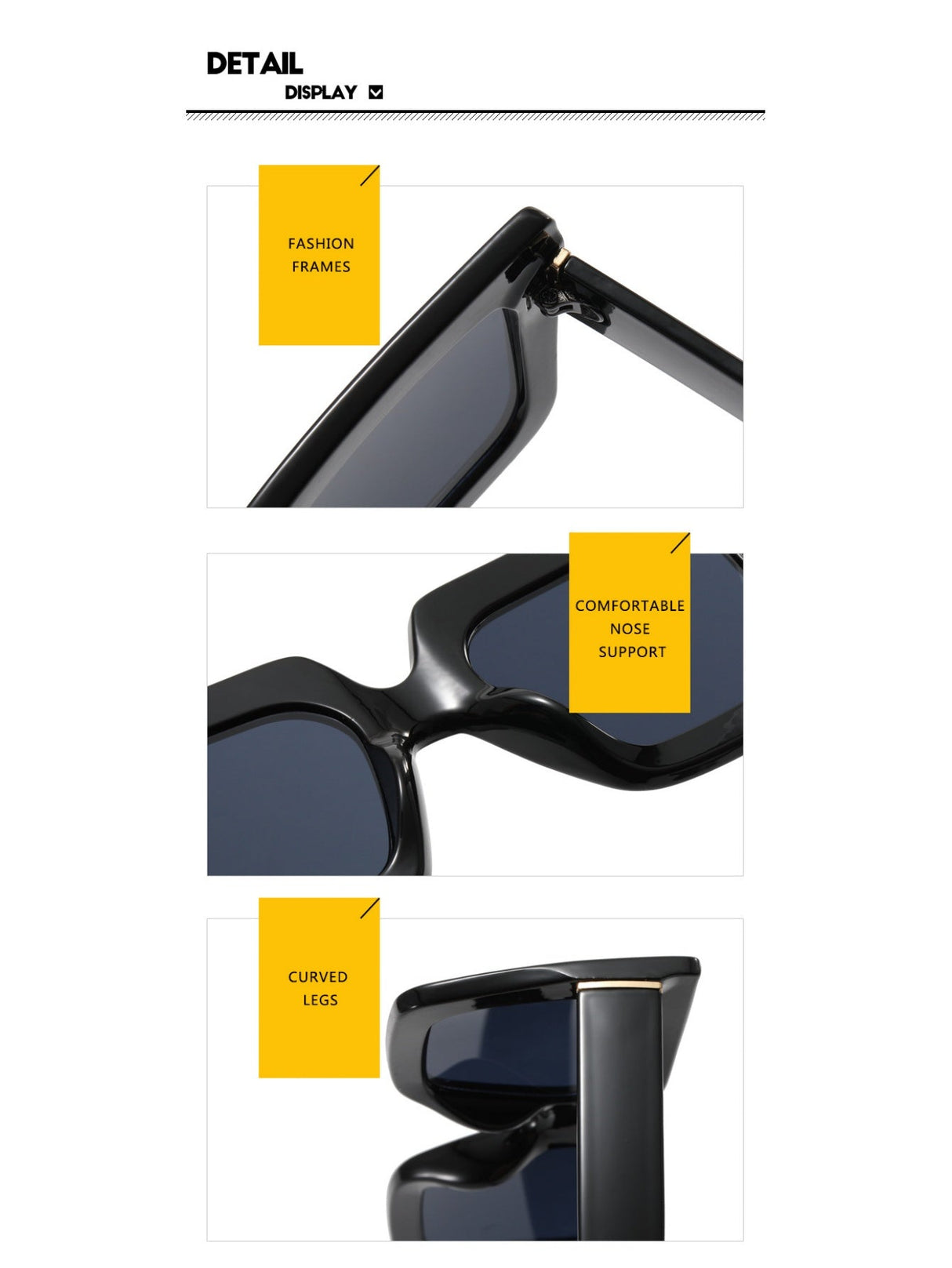 Farbblockierte, quadratische, übergroße, stylische Brille