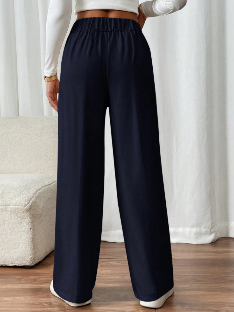 Casual High-waisted Loose Straight leg Pocket Pants
