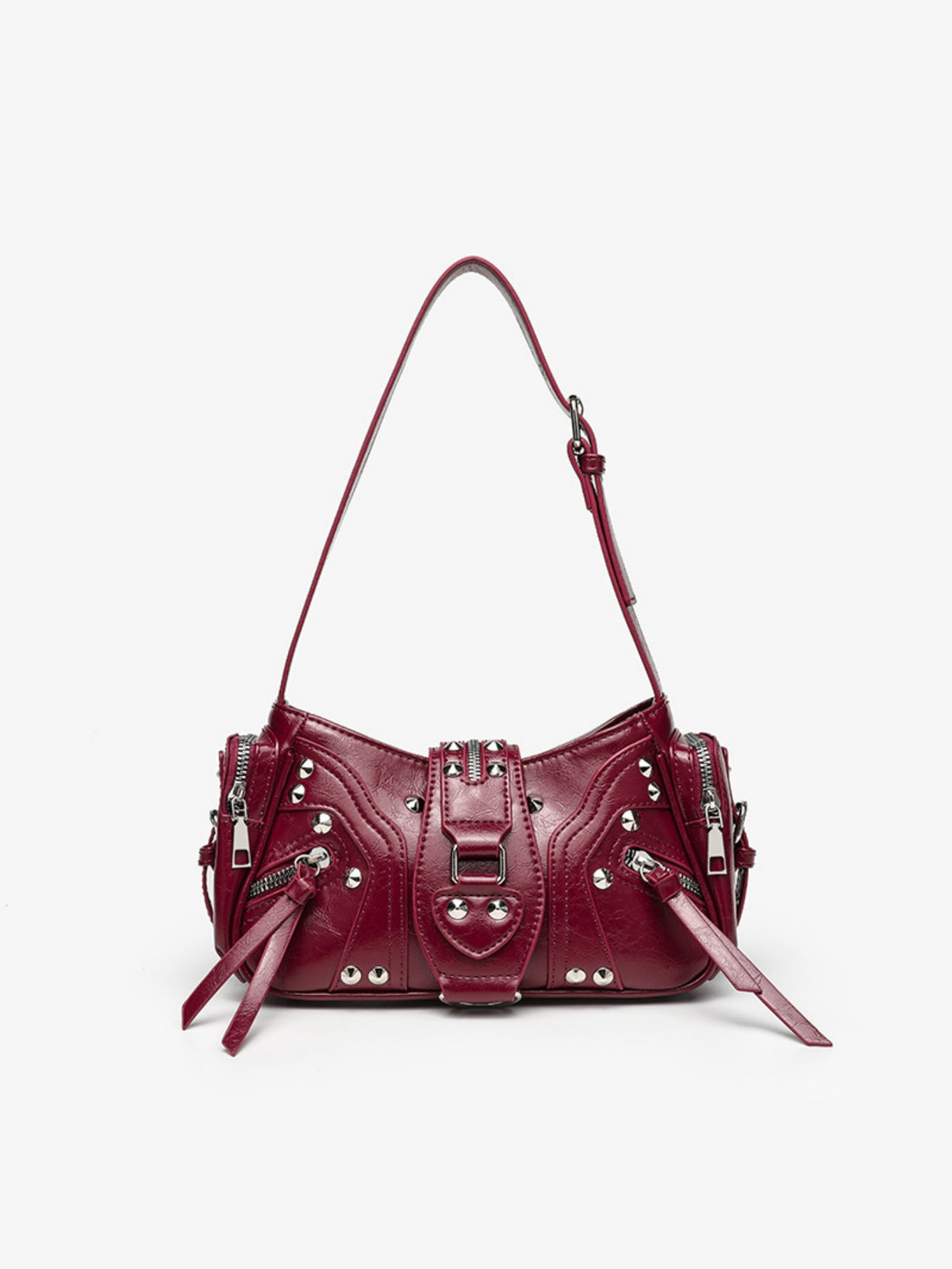 Stylish Leopard Print Edgy Biker Studded Shoulder Bag