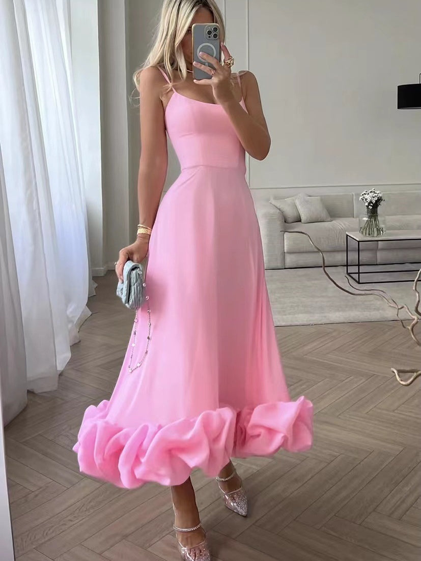 Large Skirt 3D Flowers Camisoles Maxi Dresses