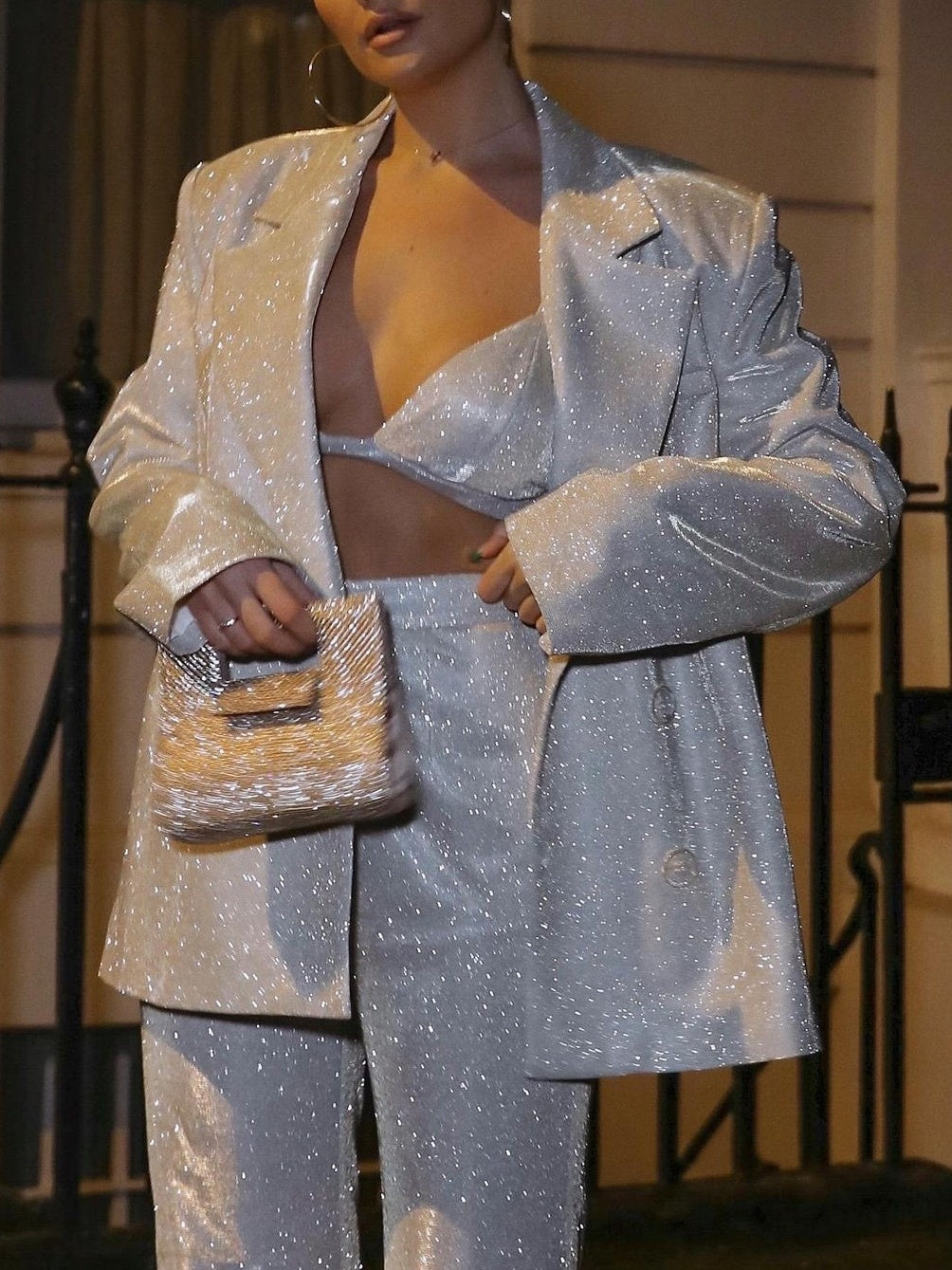 Silver Sequined Suit Jacket