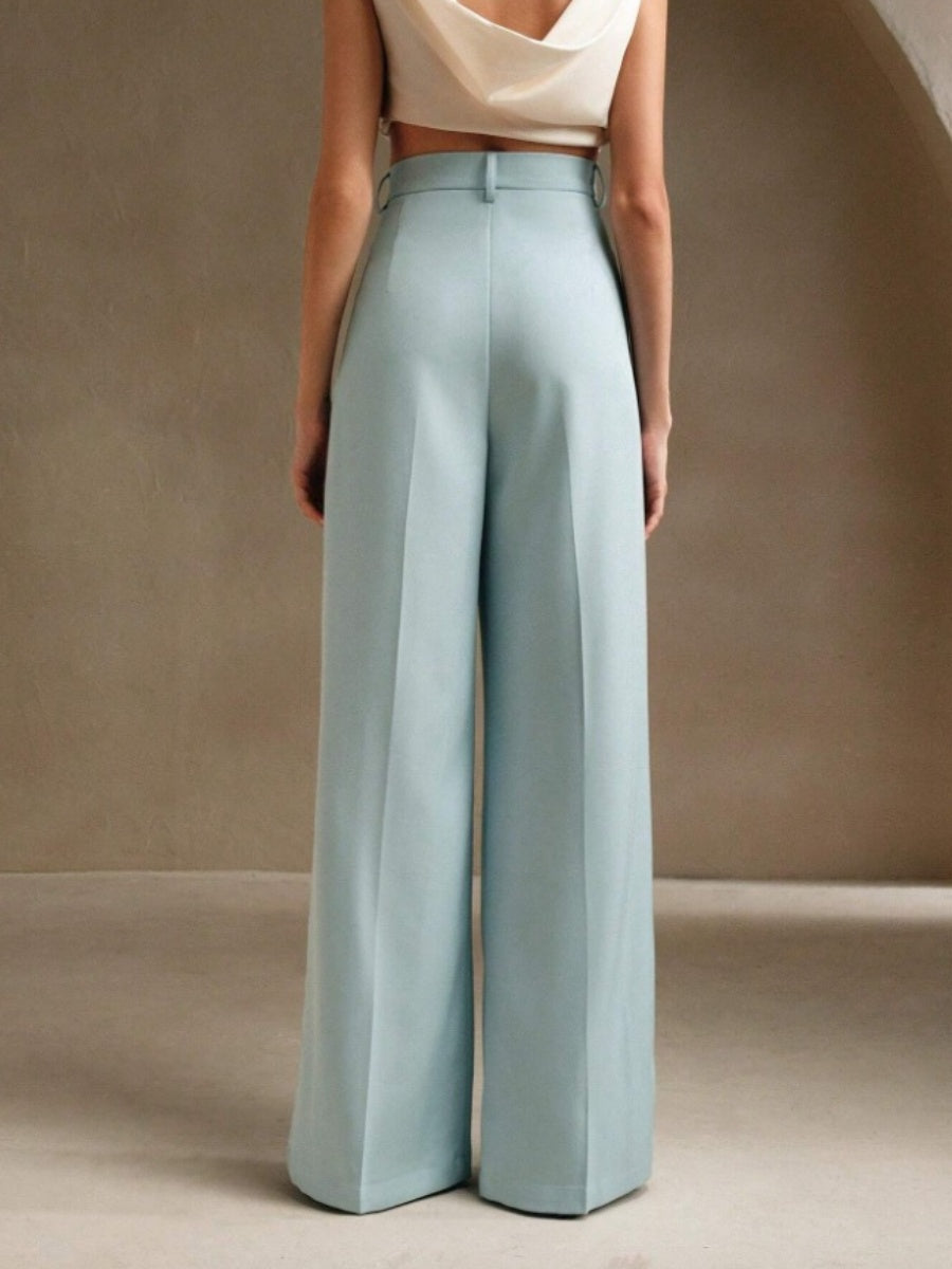 Slimming And Casual Drape Loose High Waist Straight Wide Leg Pants