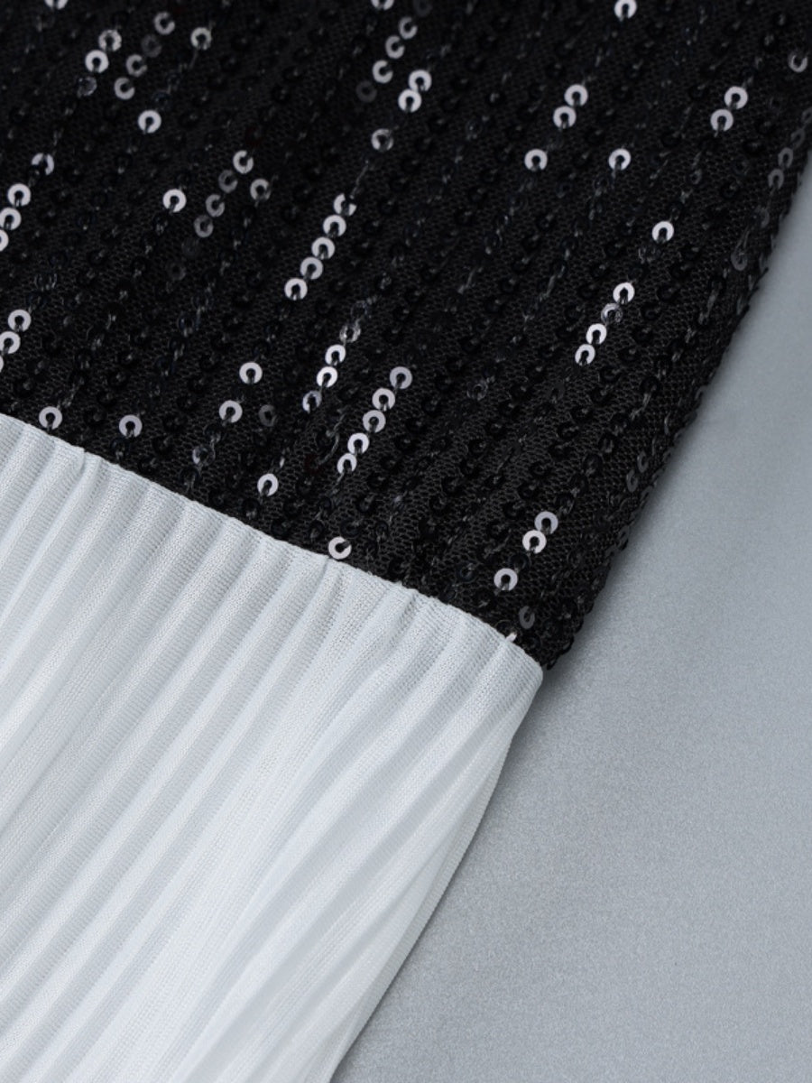 Liber Autumn Women's Sequins Black and white contrast Maxi Dresses