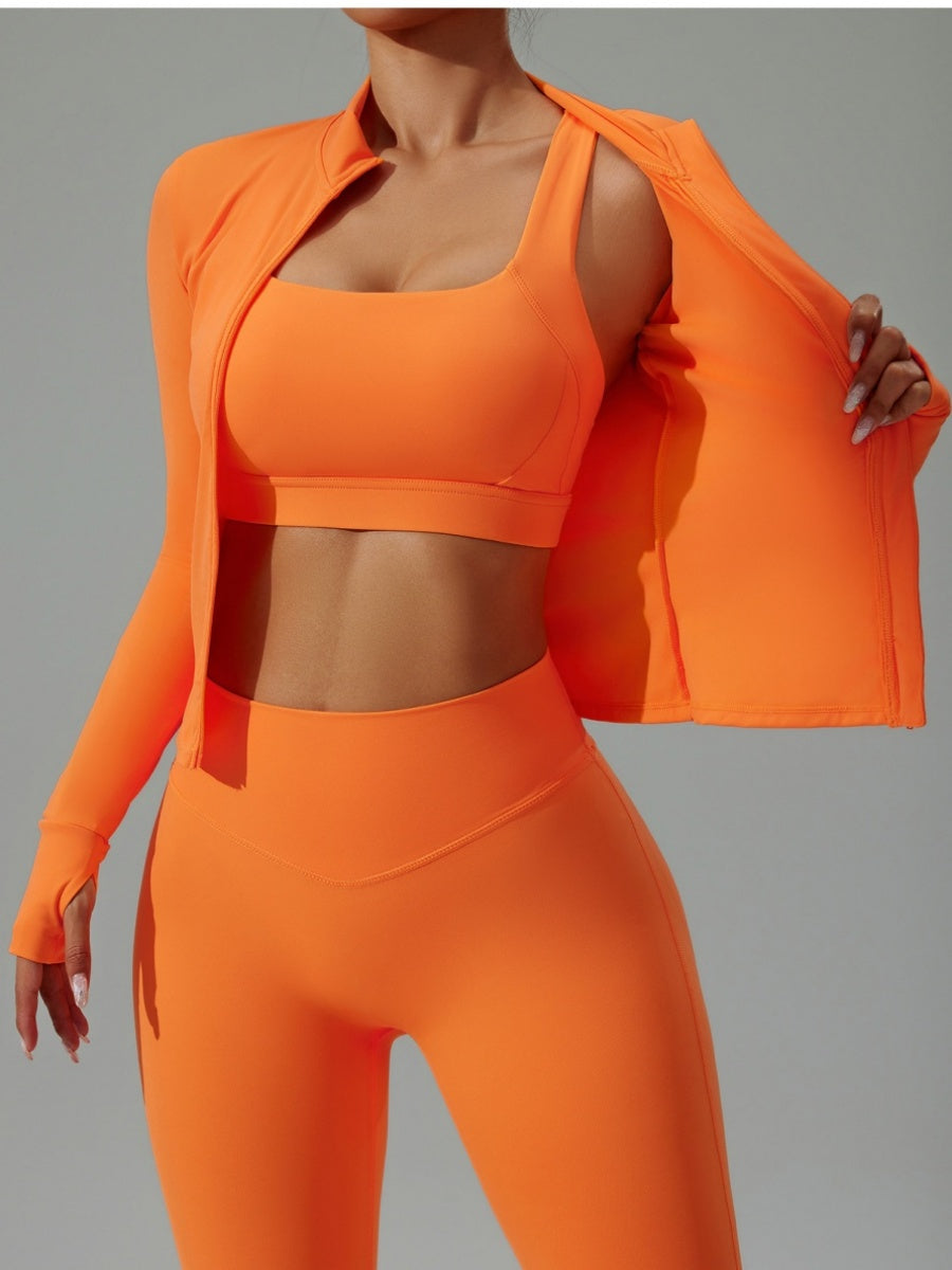 Tight Fit Yoga Sports Quick-drying Three-piece Gym Outfit