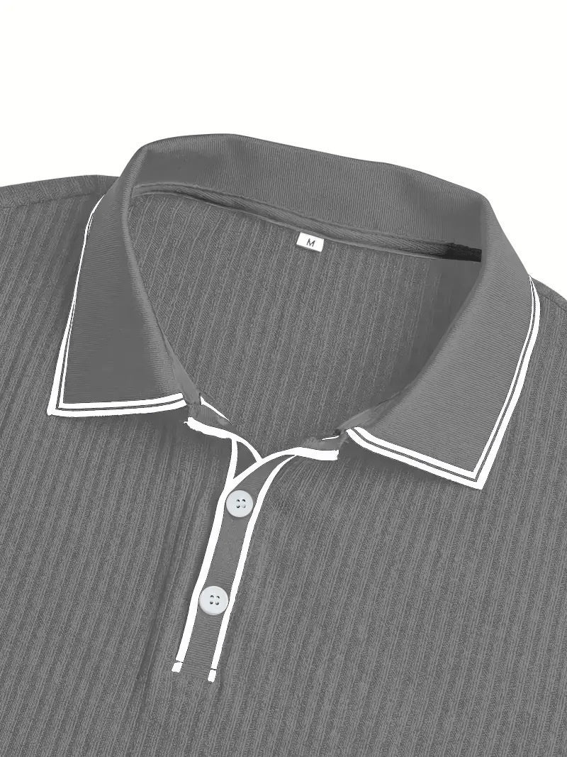 Color Matching Stripes Polo Shirt