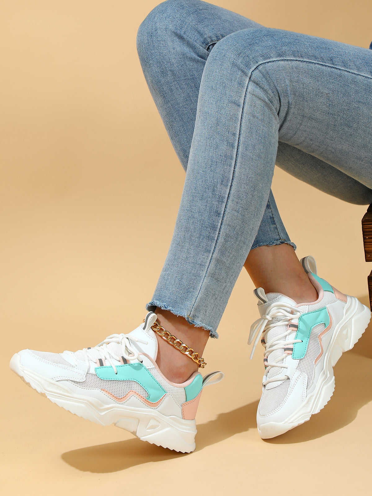 Color-blocked Platform Women's Casual Sneakers