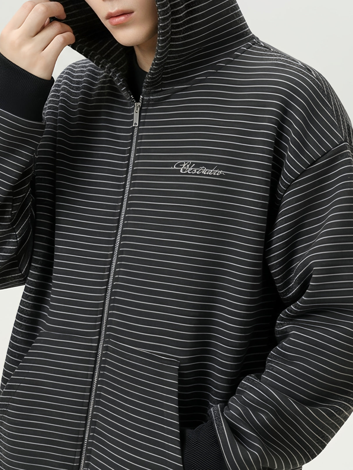 Stripes Hooded Cardigan Sweatshirt