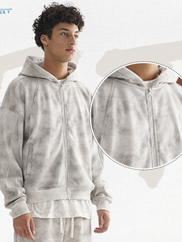 Old Style Cardigan Zipper Fleece Sweatshirt