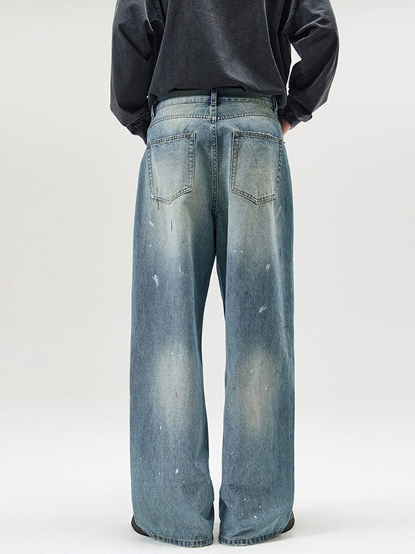 Splashing Ink Cleanfit Relaxation Drape Wide-leg Pants Jeans