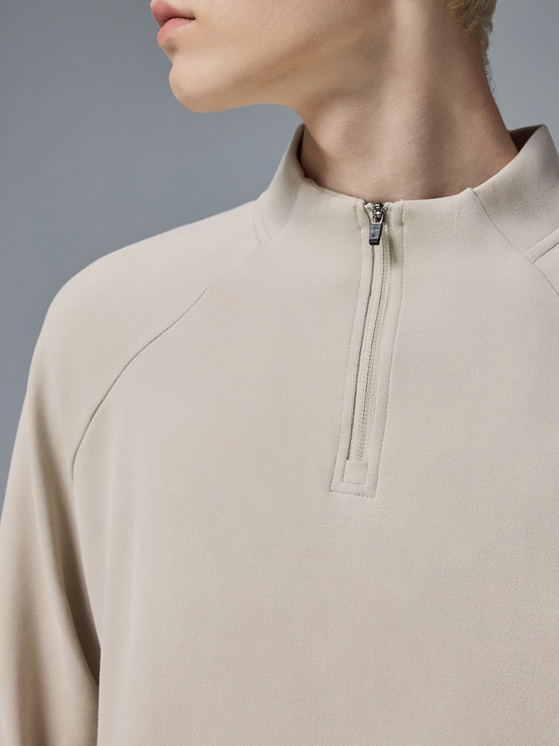 Liber Autumn Neutral wear Zipper decoration Solid Color T-shirts