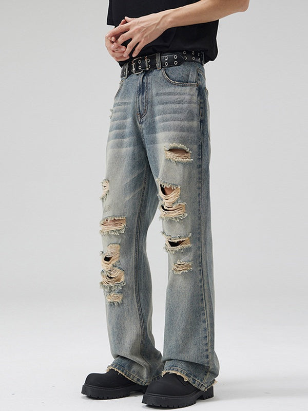 Hiphop Distressed Heavy Industry Hole Jeans
