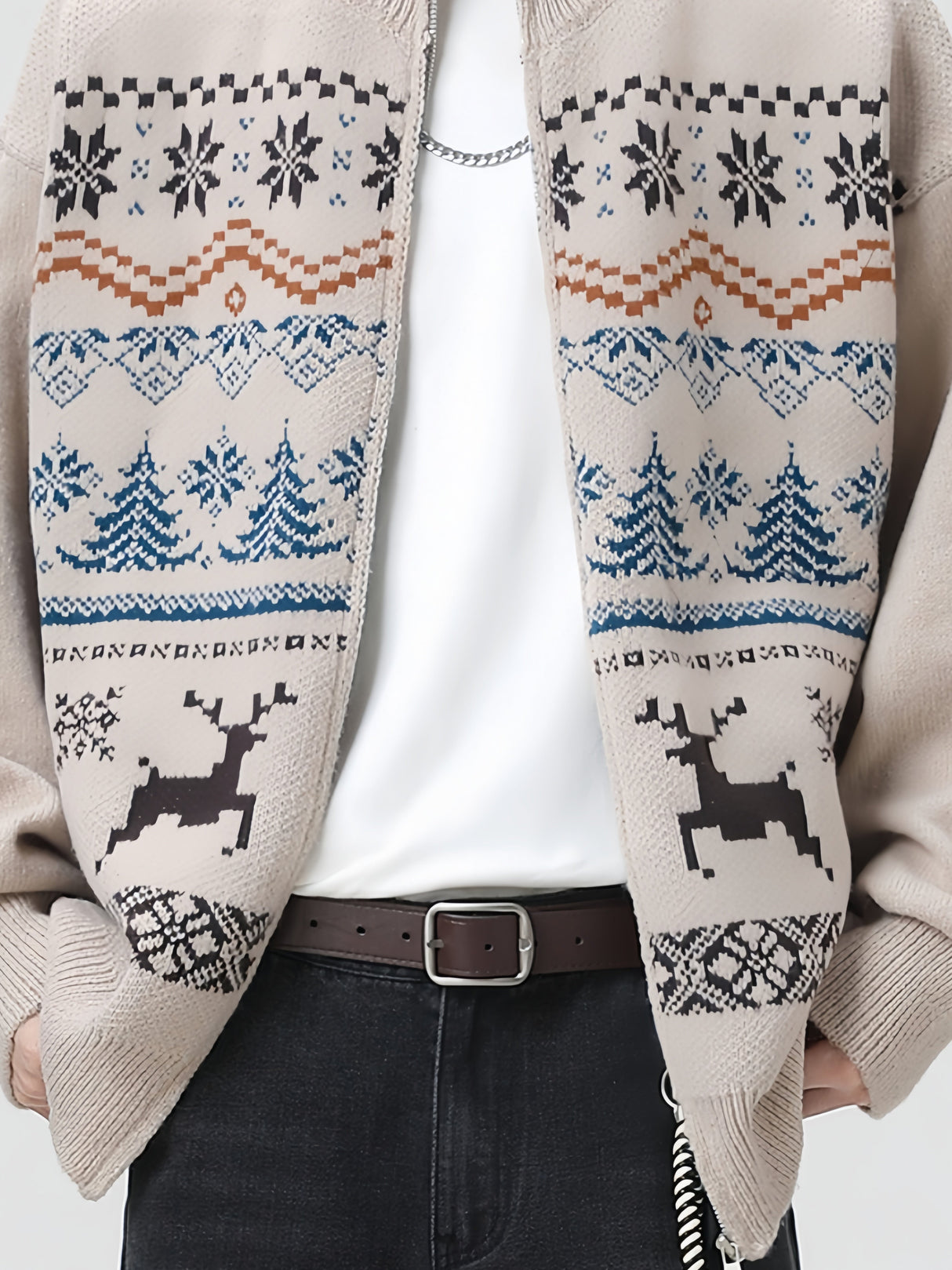 Christmas Jacquard Fair Isle Retro Ethnic Cardigan Sweater