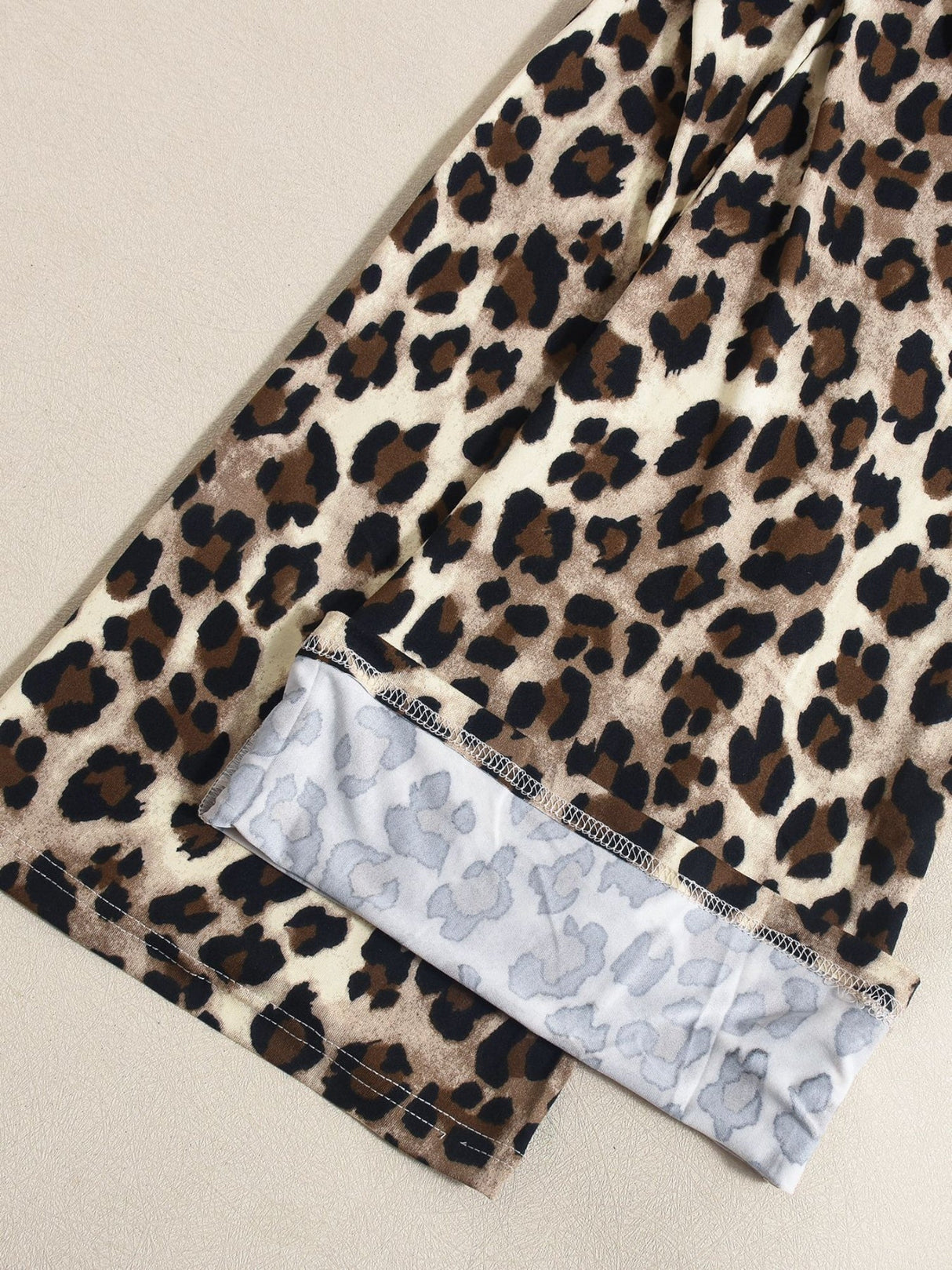 Liber Leopard Print Bell-bottoms Suspender Bodysuit/pants