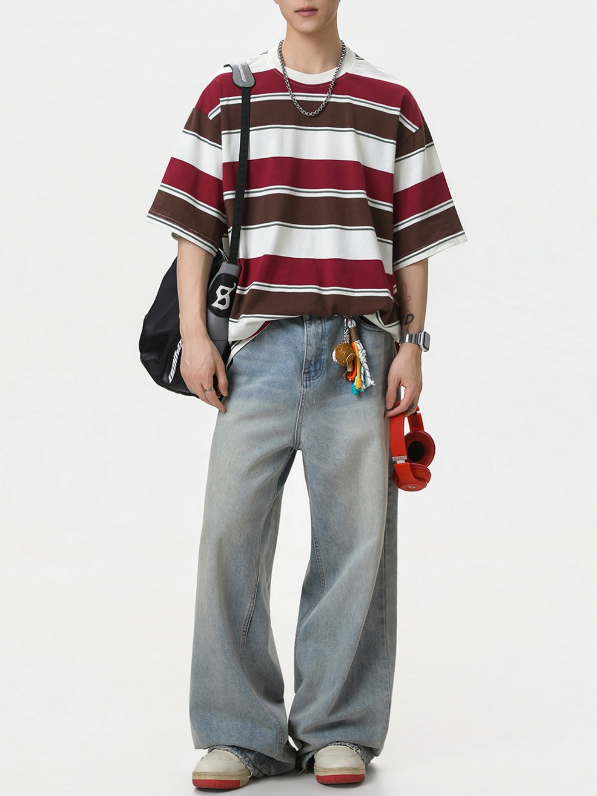 Color-blocked Stripes Loose-fit T-shirts
