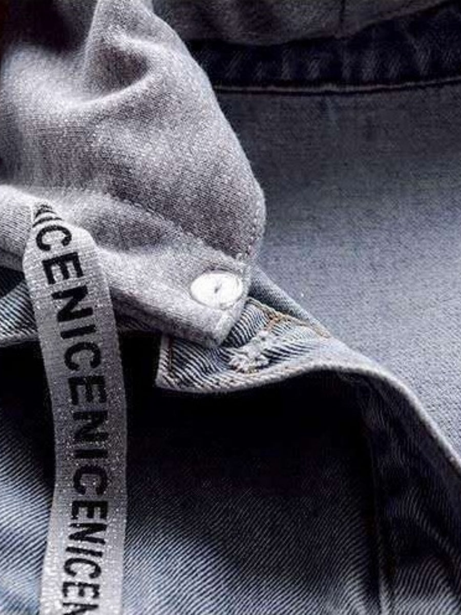 Liber Autumn Women's Letter Hooded Denim jacket