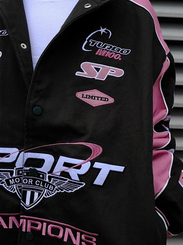 Pink Pink Casual Long-Sleeve With Letter Print Jackets