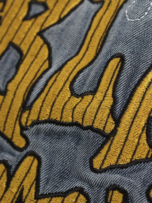 Tie-dye Gradient Washed Distressed Embroidery Denim T-shirt
