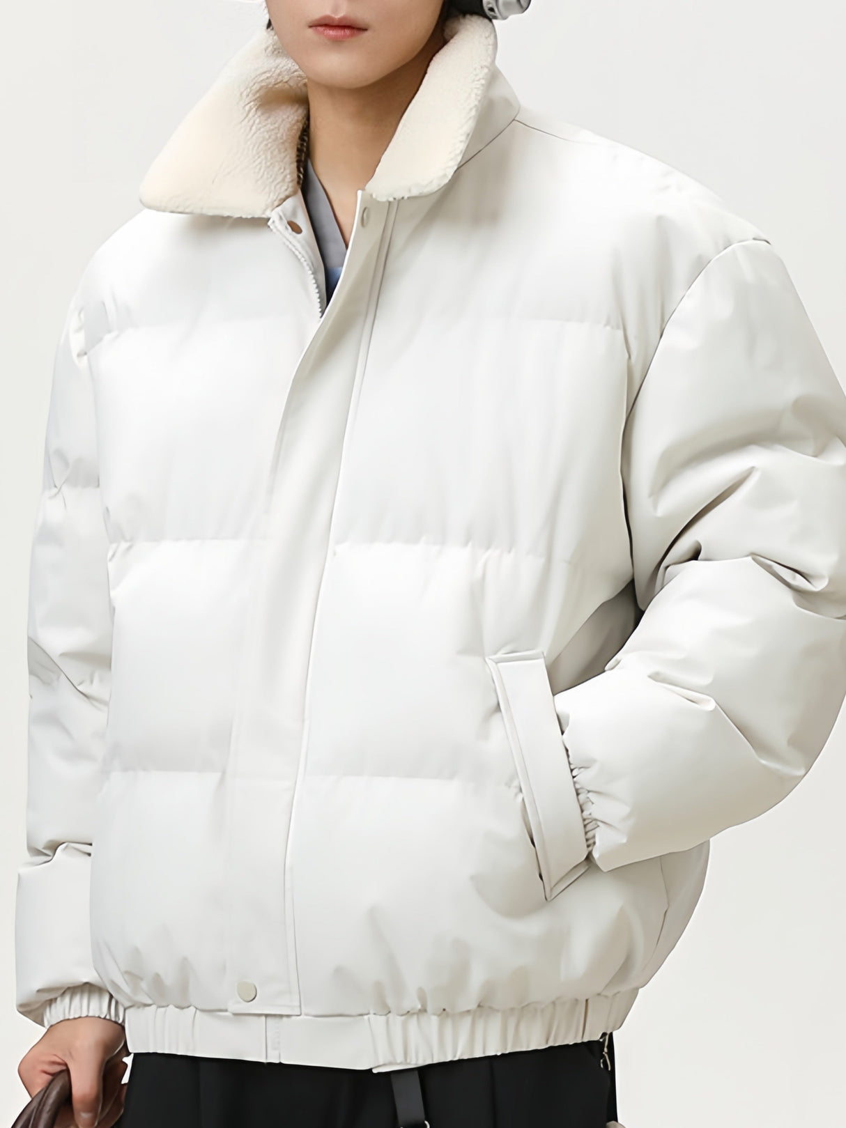 Comfortable And Casual Faux Lambswool Lapel Cotton Coat