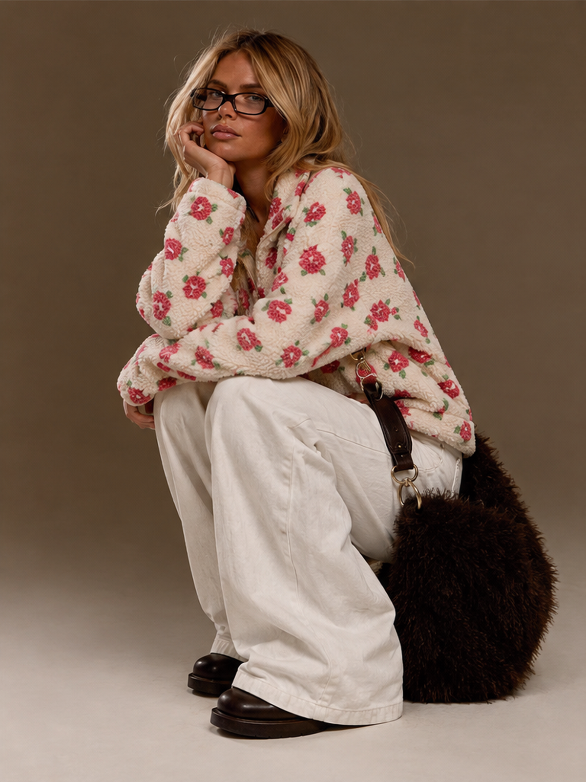 Fleece Floral Fashion Warm Fleece Sweatshirt