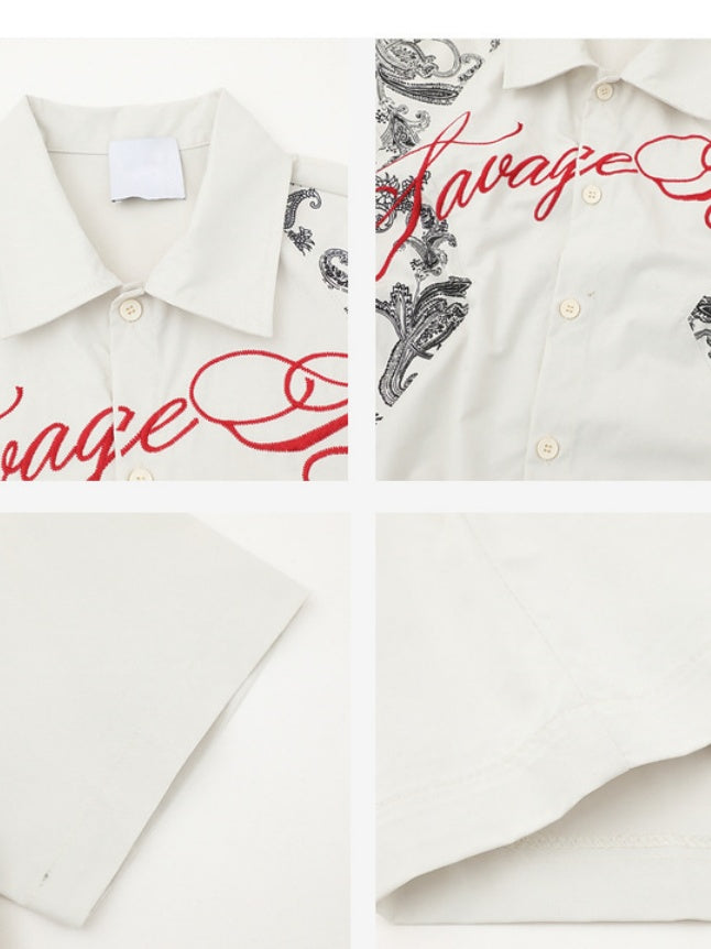 Retro Cashew Flowers Pattern Printed Loose-fit Shirts