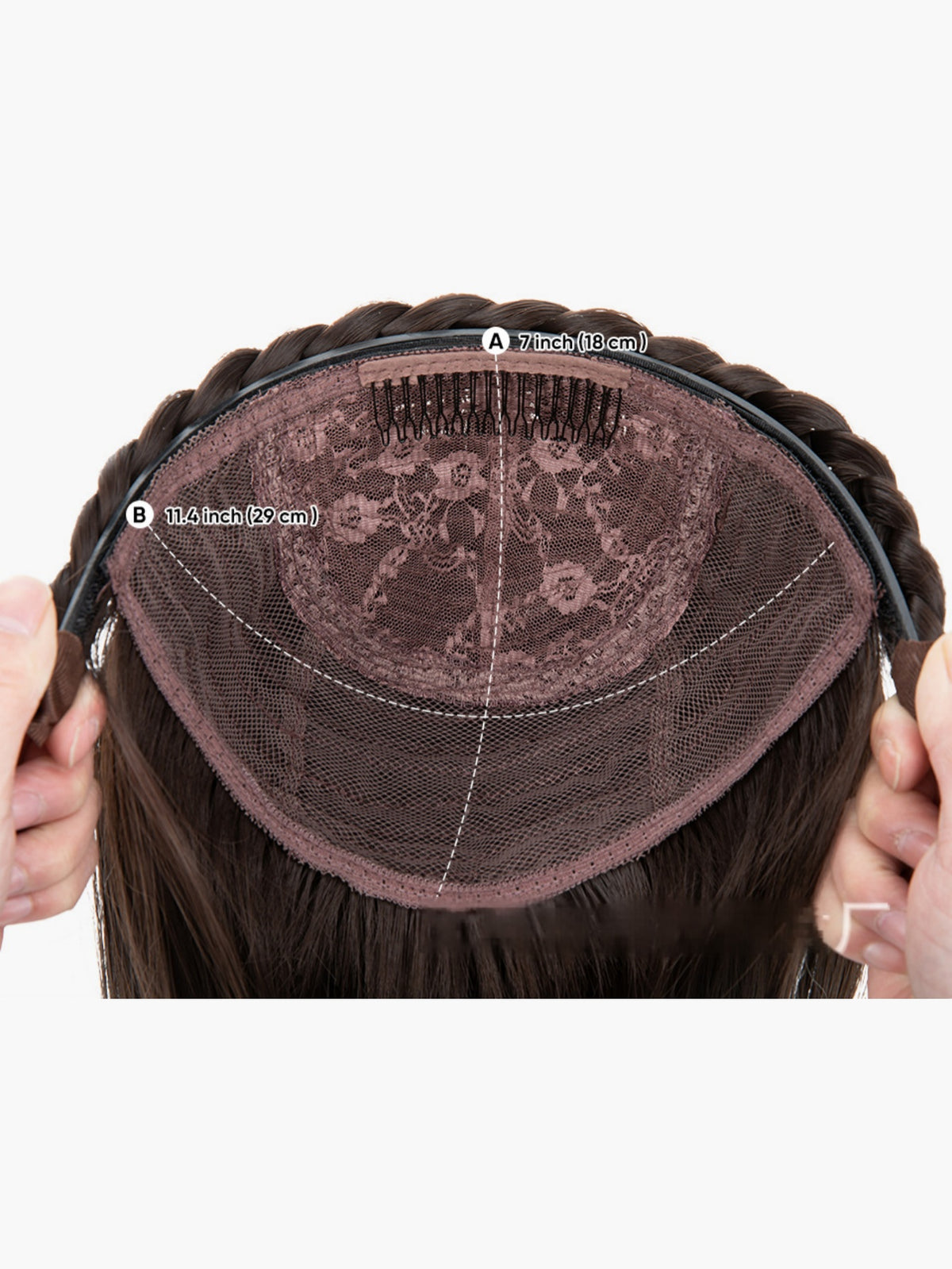 Fishbone Braid Headband Integrated Hair Replacement Long Curly Half-head Wig