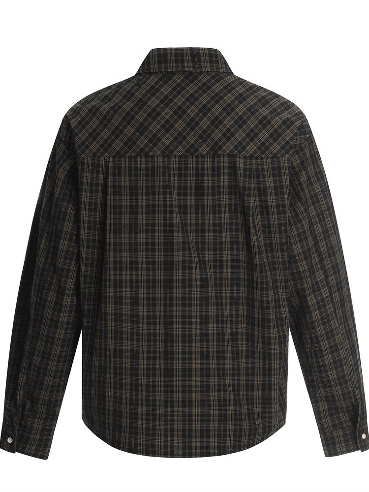 Niche Graffiti Letters Loose Plaid Long-sleeved Shirt