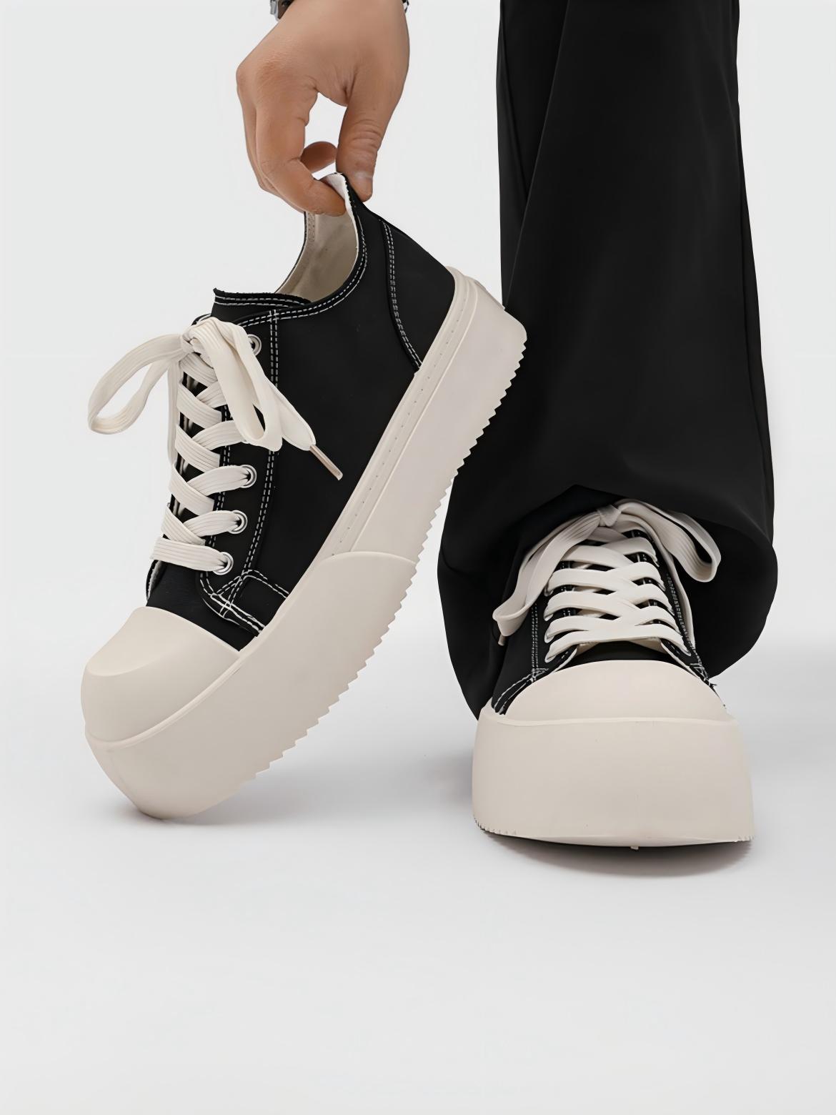 Retro Platform Color-blocked Canvas Shoes