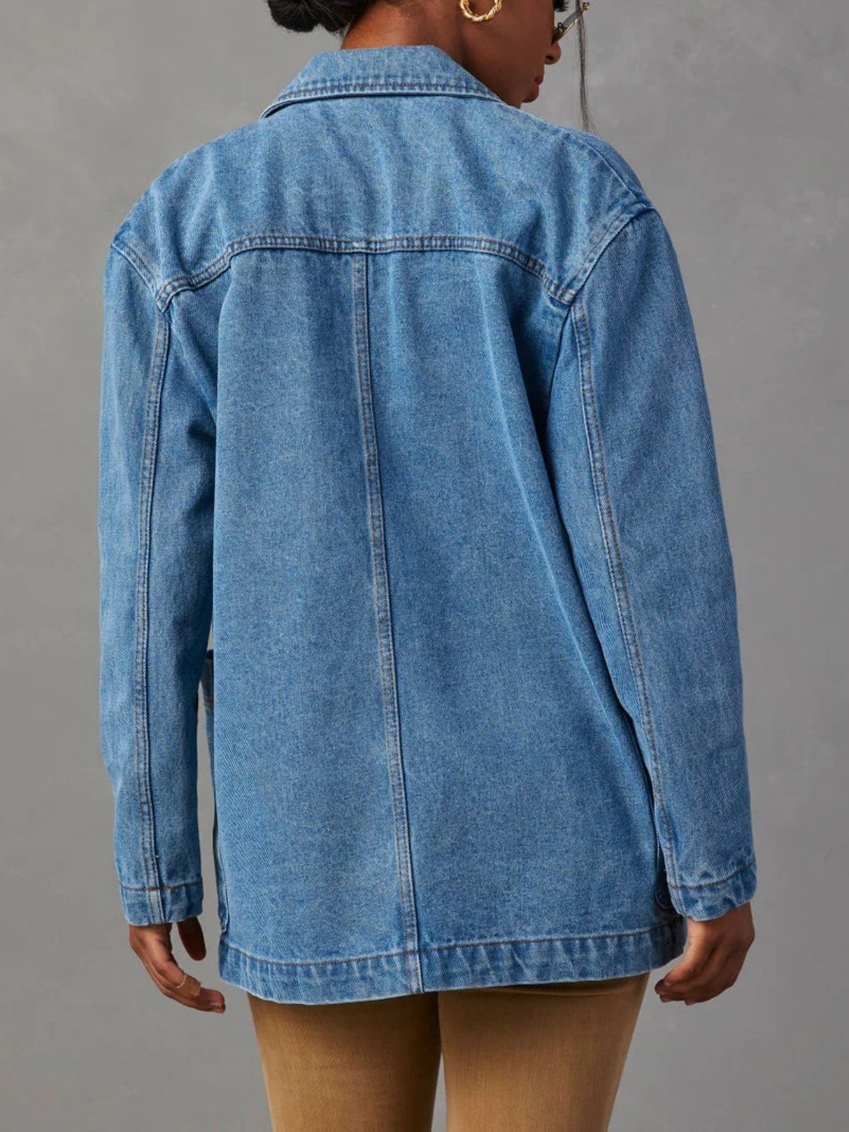 Lapel Buttons Denim Jacket Blazers