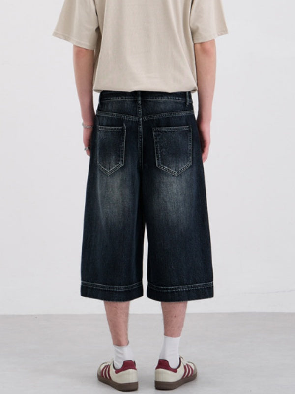 Double Buttons 7 Points Denim Shorts
