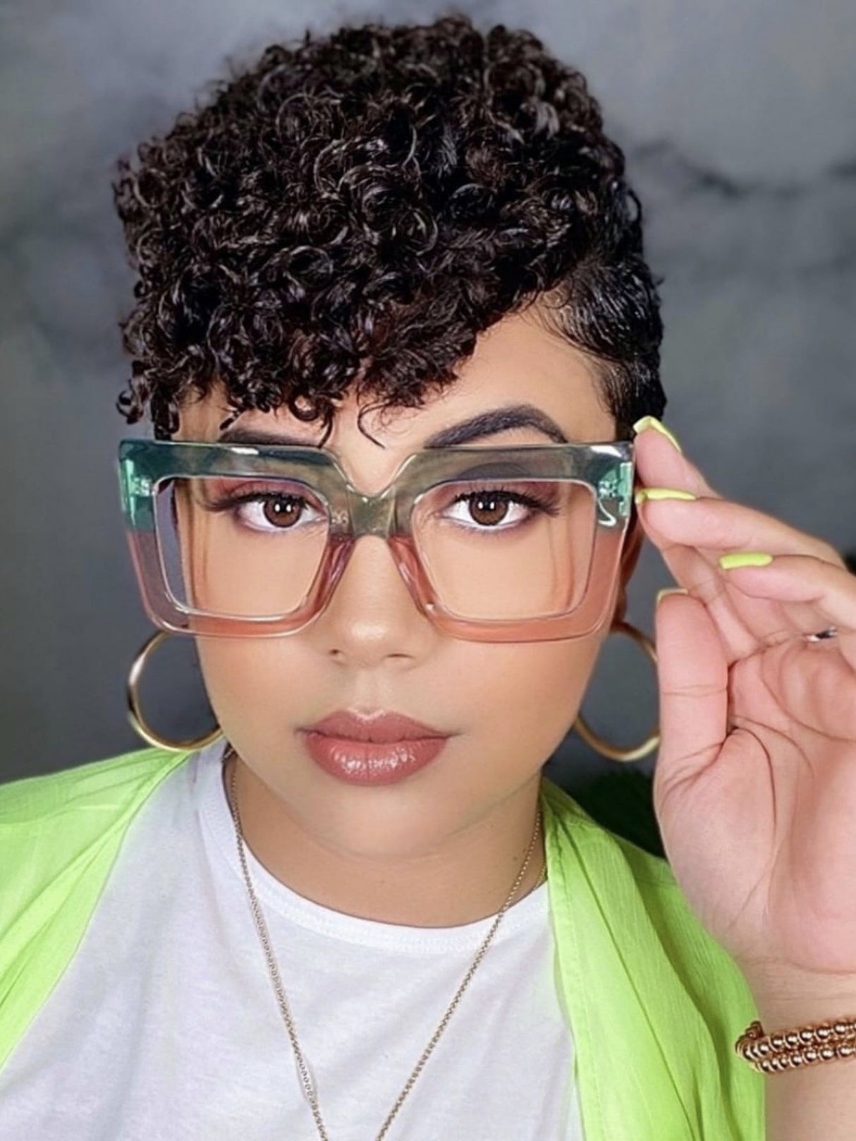 Farbblockierte, quadratische, übergroße, stylische Brille