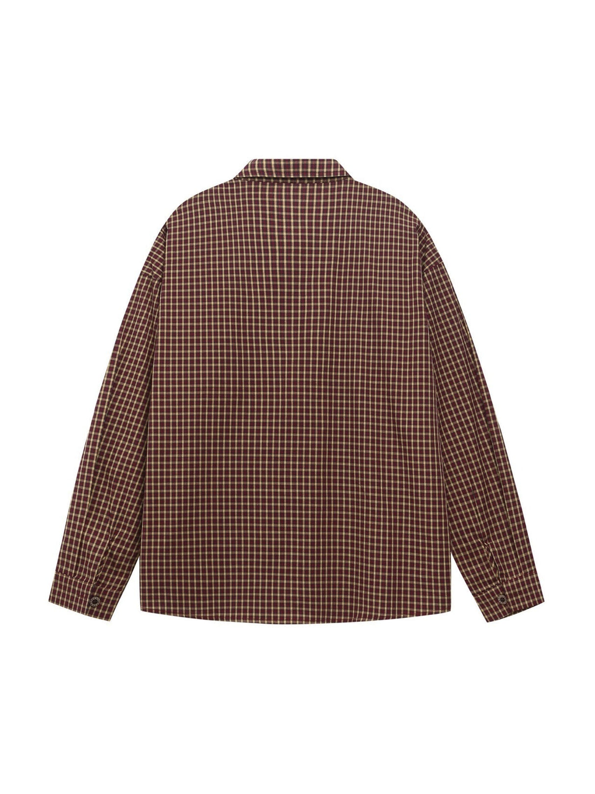 Crochet Letter Embroidery Plaid Loose Leisure Tie Shirt