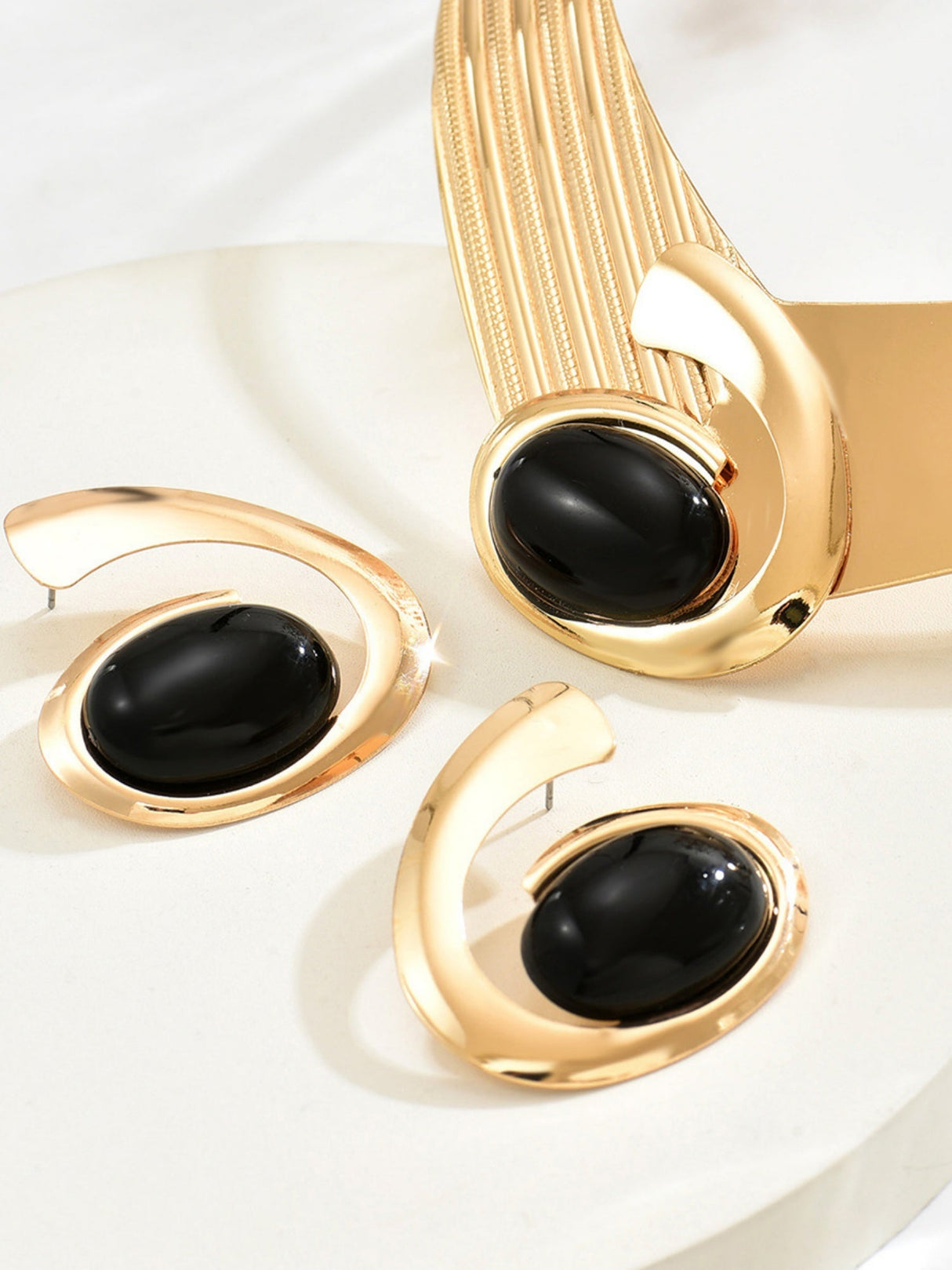 Inlaid Gemstones Necklace And Earrings Jewelry Sets
