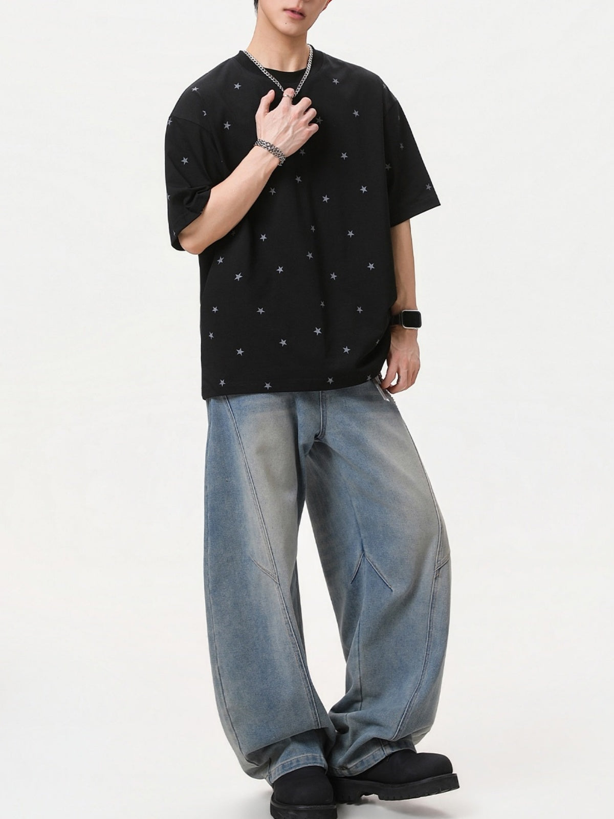 Star Printed Loose-fit T-shirts
