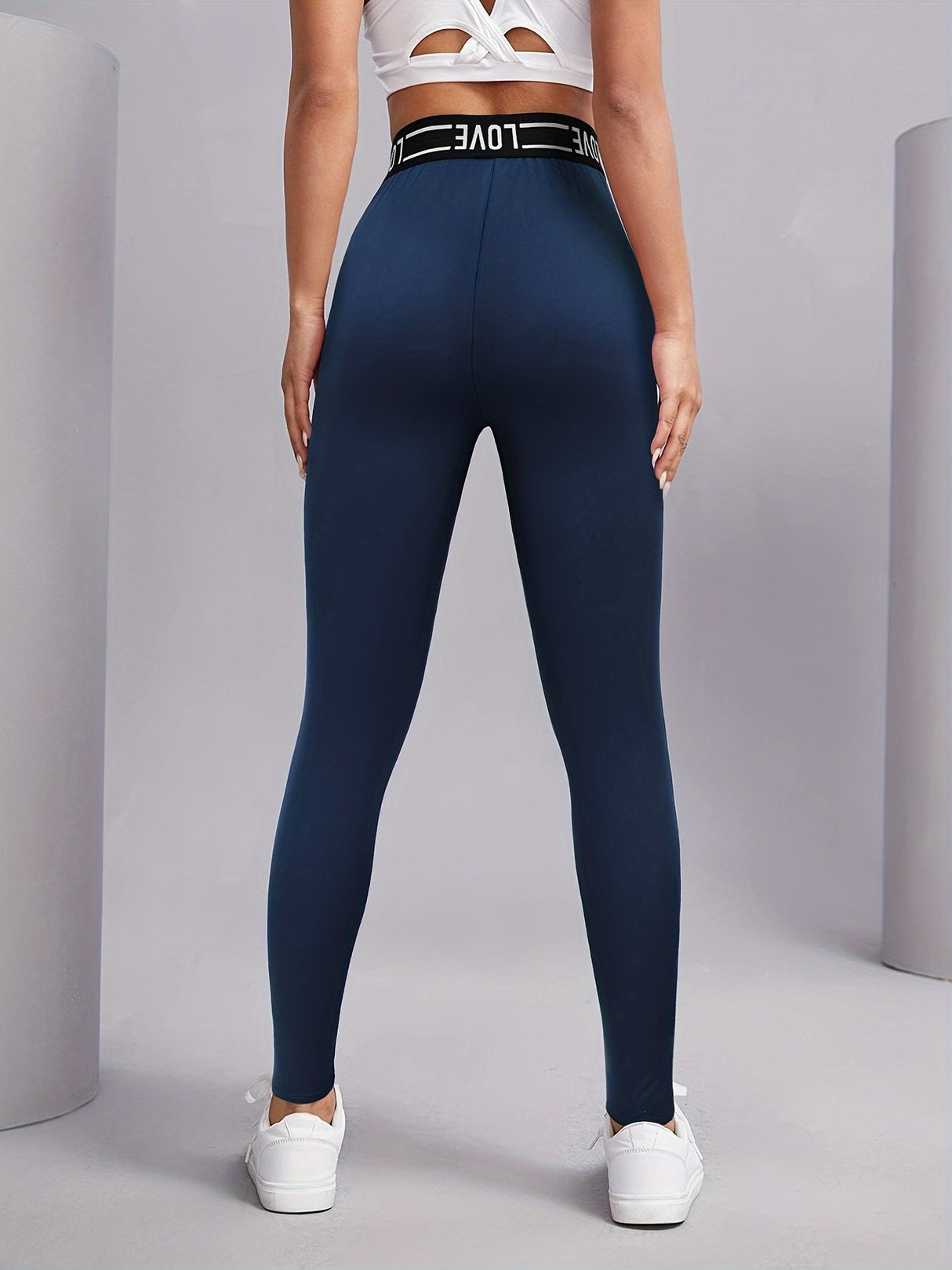 Sporty And Sexy Letter-print Elastic Waist Warm Leggings