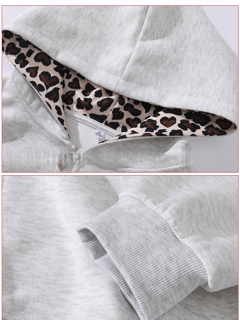 Leopard Print Patchwork Hoodies