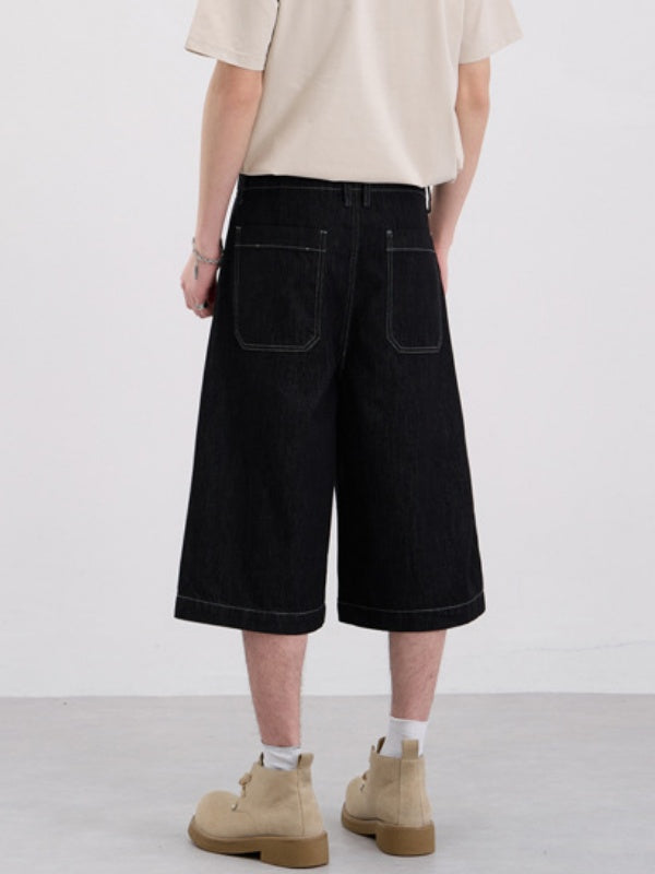 Washed Denim 7 Points Shorts