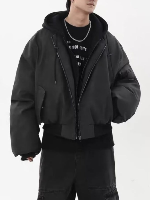 Melange Tie-Dye Faux-Leather Hooded Jacket