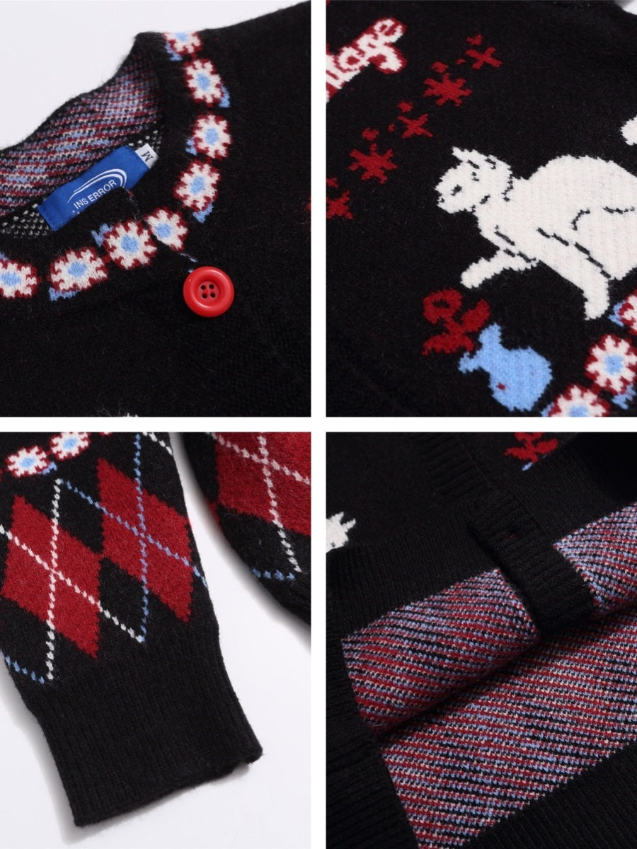 Christmas Taste Cartoon Puppy Cardigan Sweater