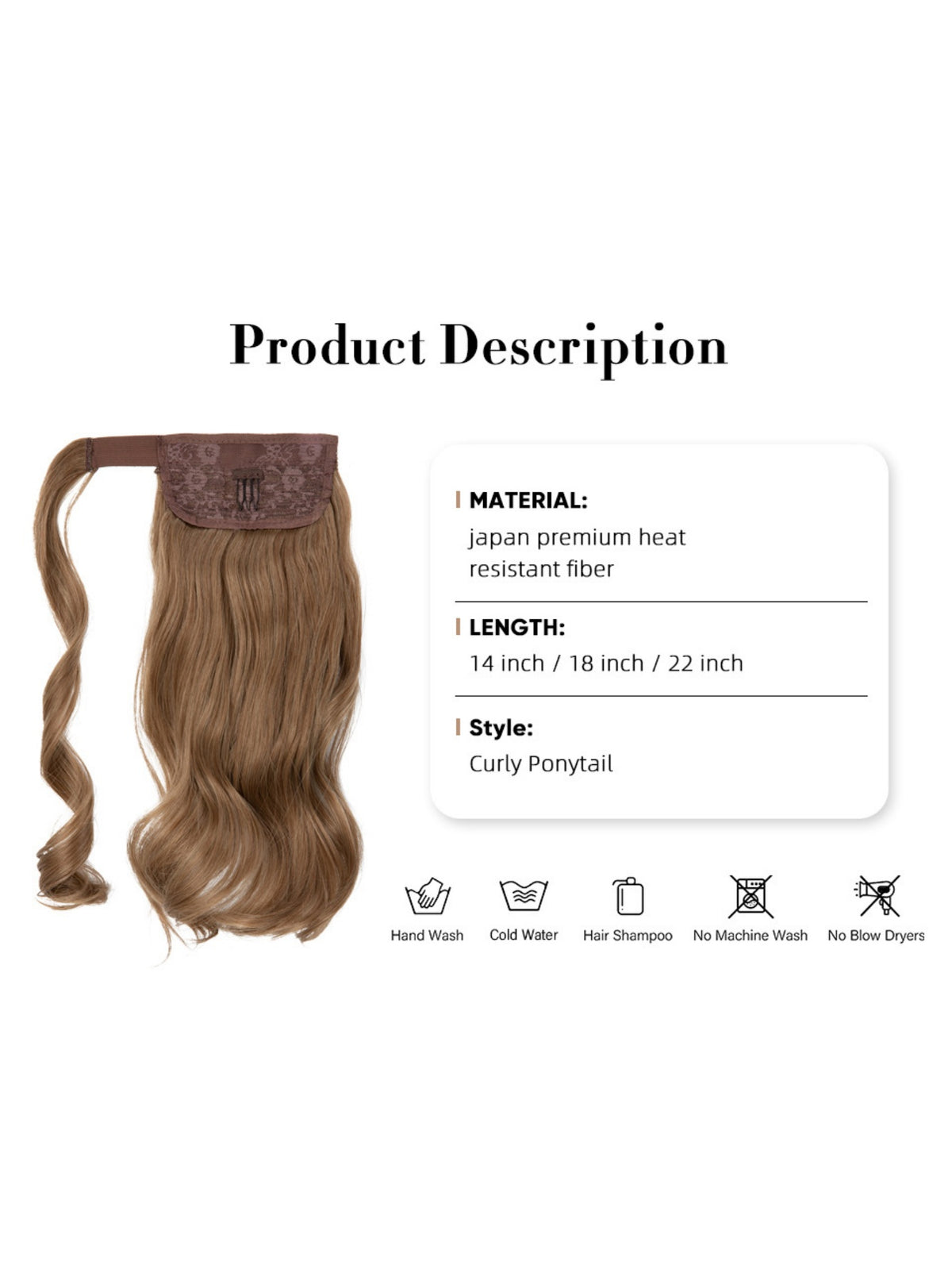 Long, Wavy, Natural Curl Wig With Wrap-around Design