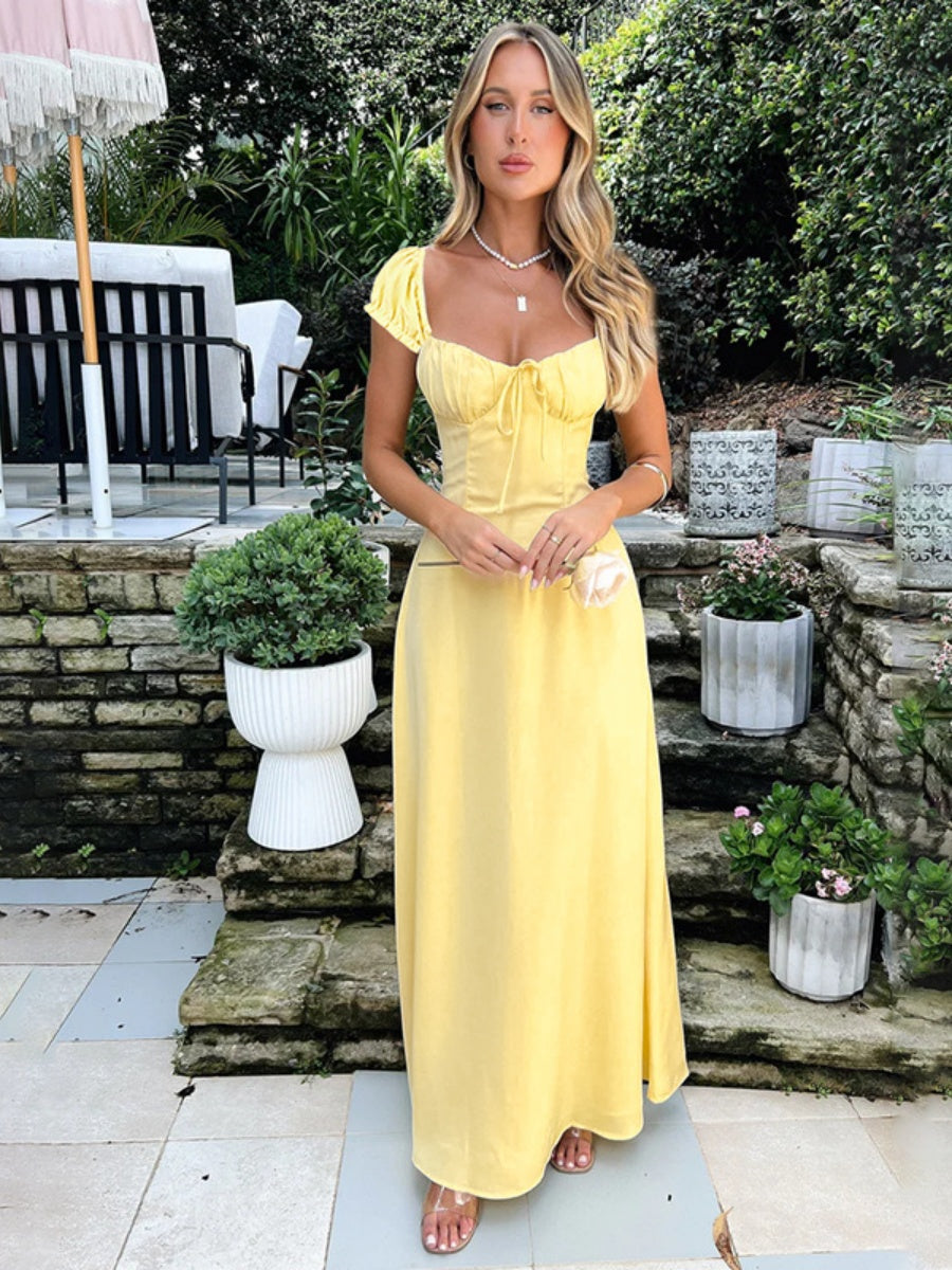 Liber Summer Women's Bandage Solid Color Maxi Dresses