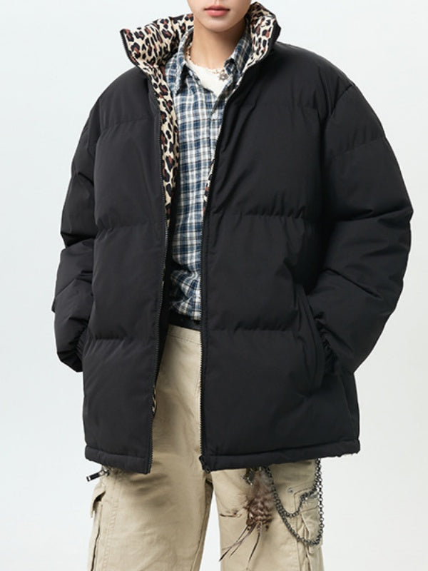 Leopard Stand Collar Thickening Winter Coats