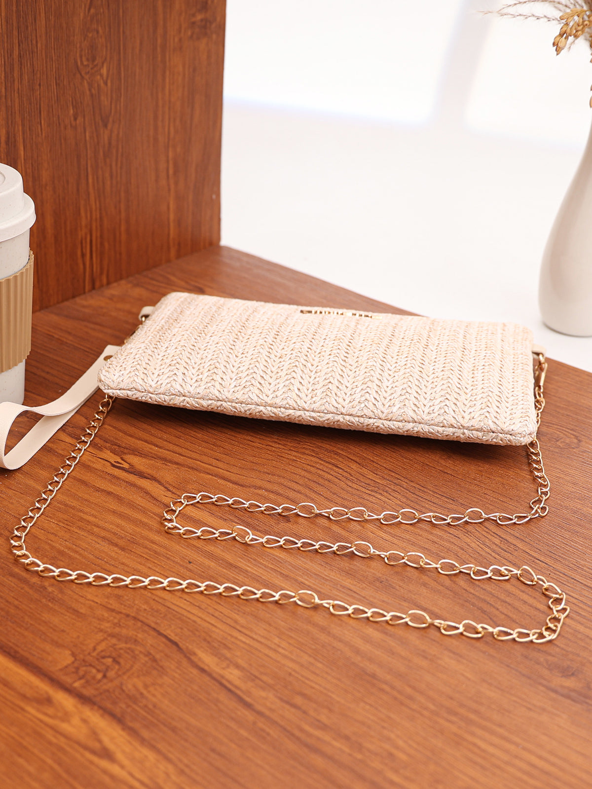 Solid Color Vacation Straw Crossbody Bag