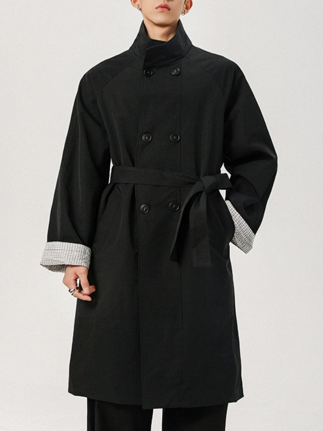 Longline Patchwork Double-Breasted Trench Coats